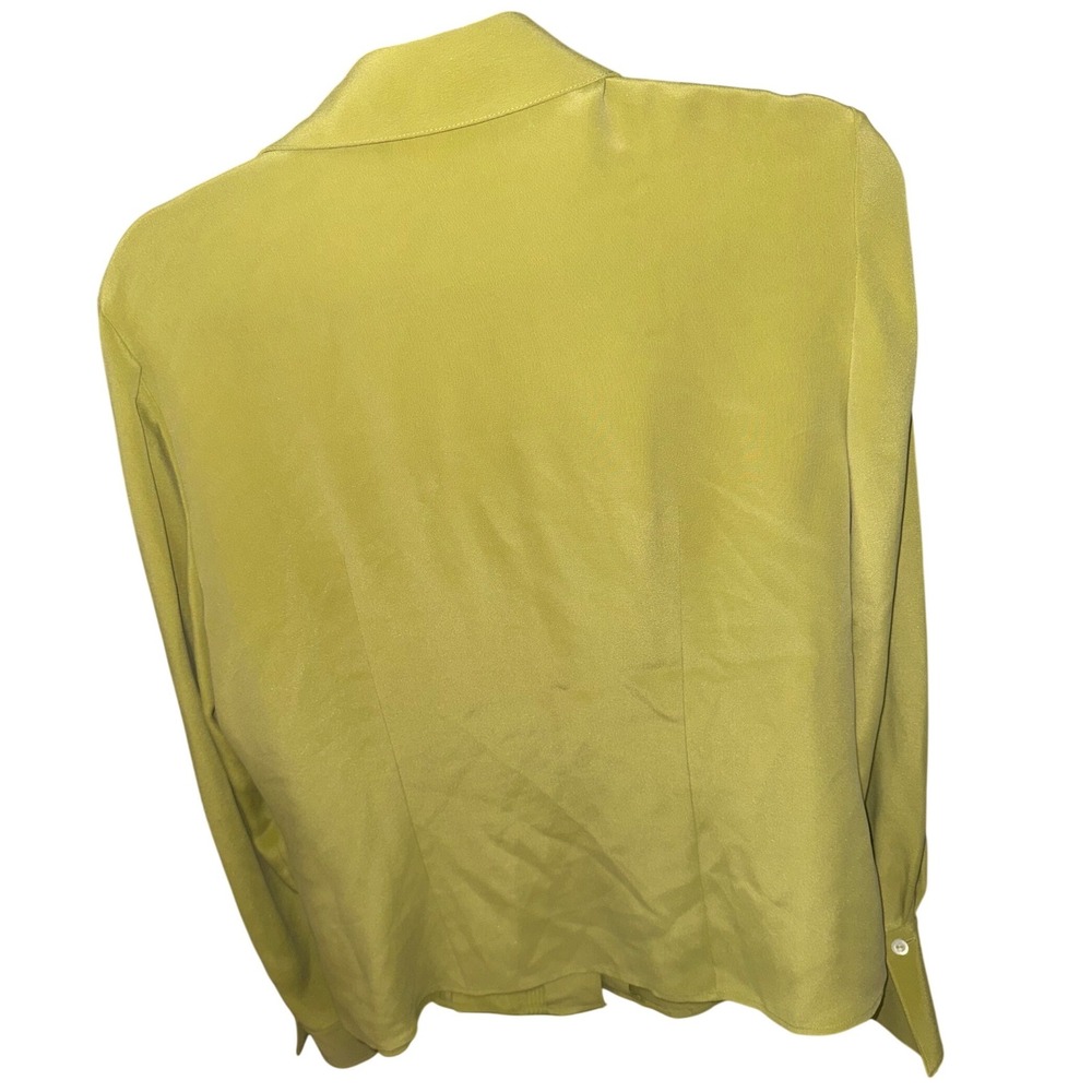 100% Silk Vintage Jones New York Lime Green Blouse - Picture 2 of 4